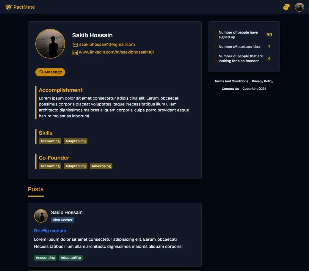 Pactmate Profile Page Screenshot